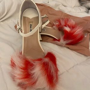 Miu Miu Size 8 fluffy kitten heel